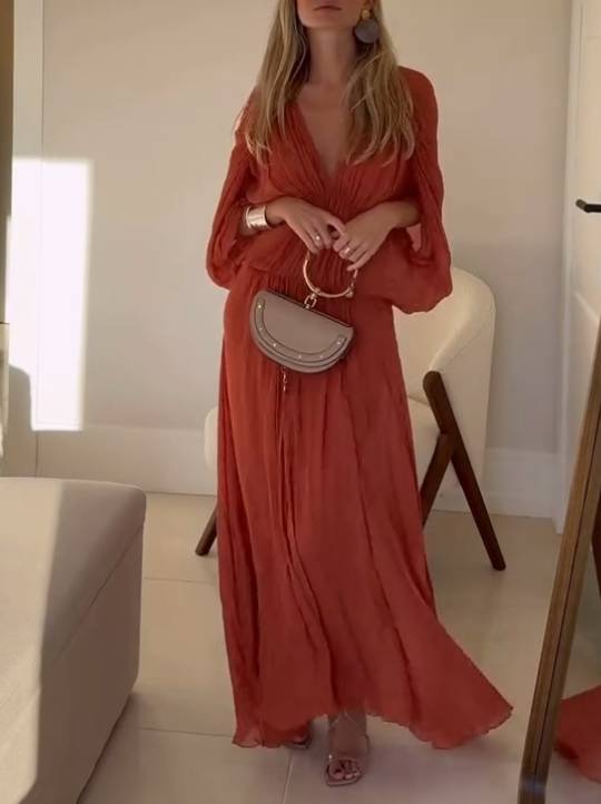 Dolman Sleeve Pleated Dress