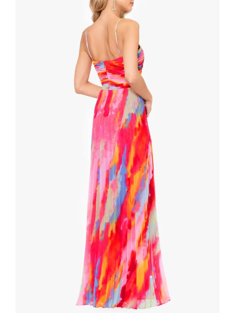 Multicolor Pleated Maxi Dress