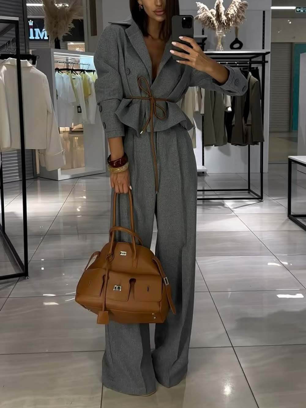 Classic Pleated High-Waist Straight Pants