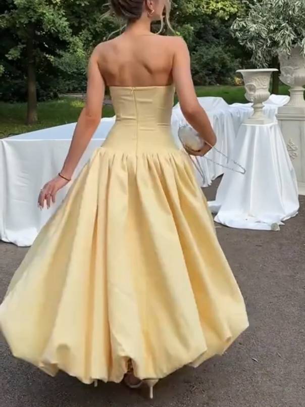 Tube Top Bud Skirt Maxi Dress