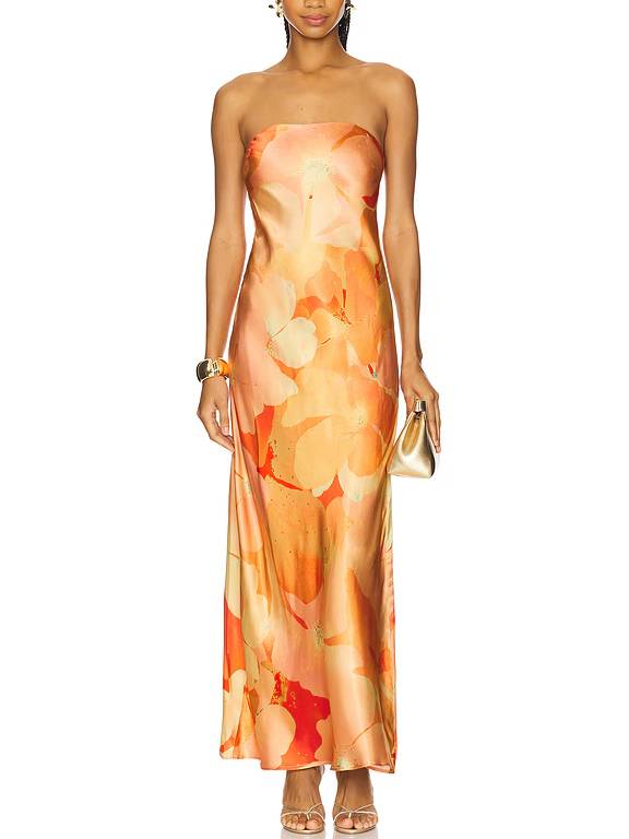 Tube Top Printed Maxi Dress