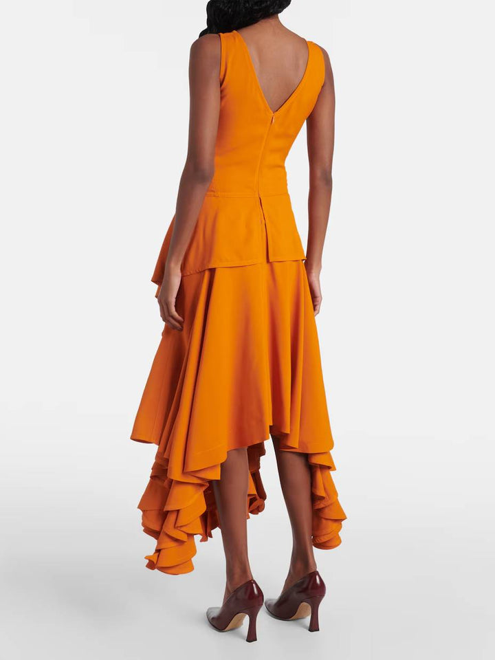 Irregular Hem V-neck Dress