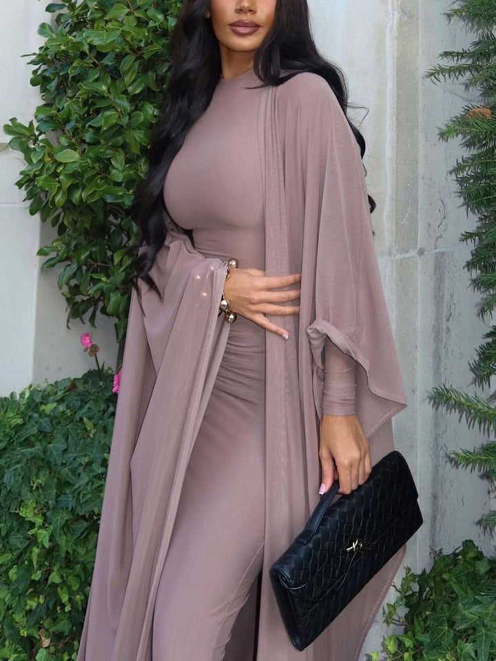 Cape Ribbon Design Maxi Dress