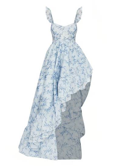 Irregular Hem Sling Floral Dress
