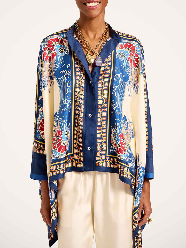 Elegant Bohemian Print Kimono Shirt Two-Piece Set