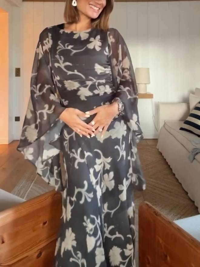 Flare Sleeve Printed Dress