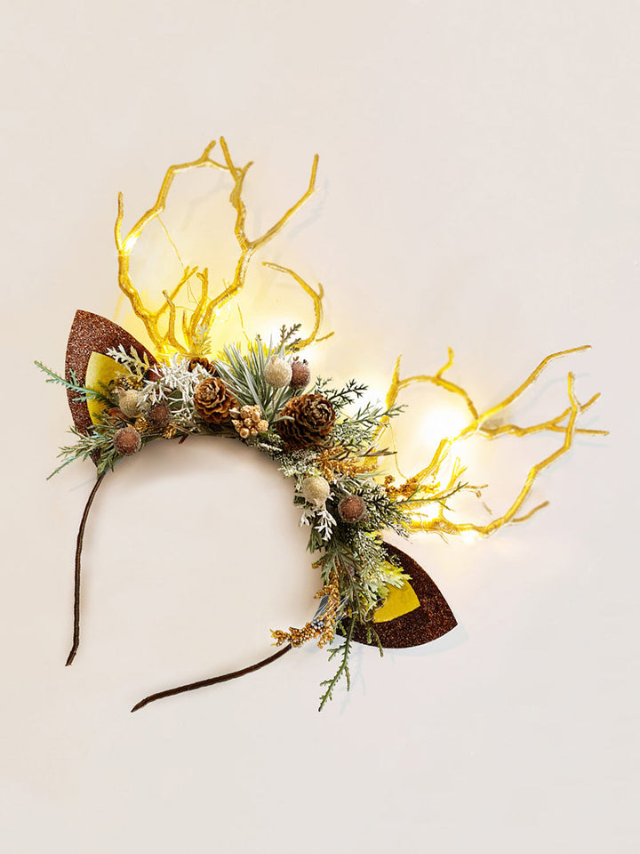 Pine Cone Christmas Reindeer Headband