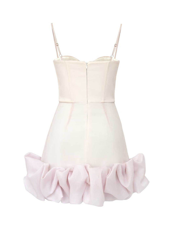 Robe bustier courte drapée à volants