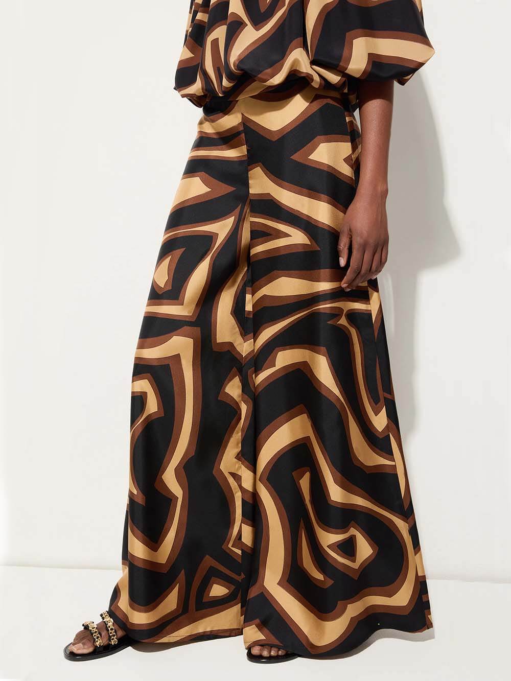Retro Swirl Print Satin Twill Shirt