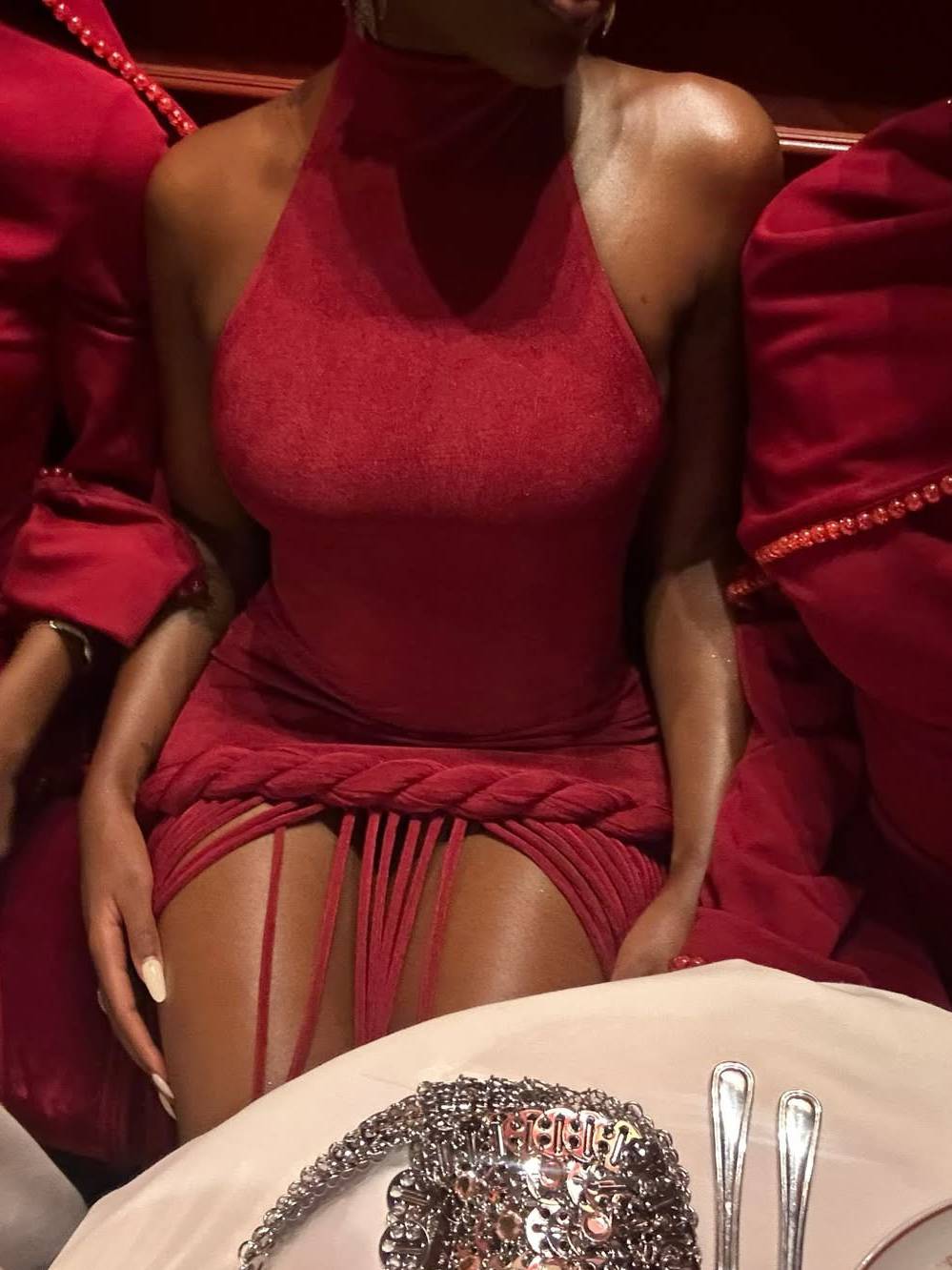Halter Neck Backless Tassel Design Maxi Dress