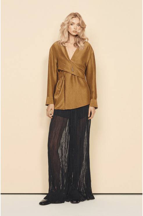 Cross Design Loose Shirt And Lantern Pants Set