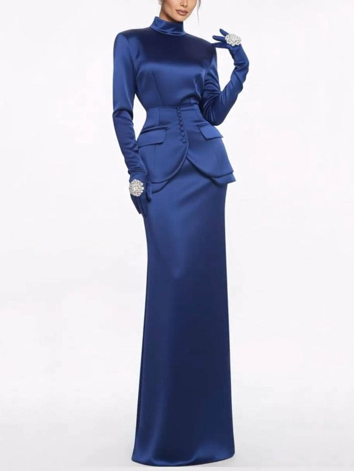Long Sleeve Maxi DressWaist Belt Design Set