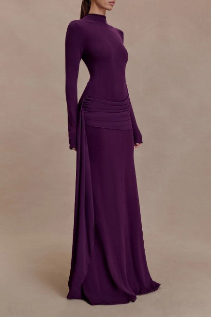 Pleated Ribbon Design Maxi Dress