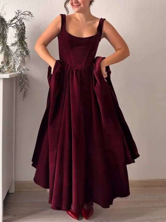 Velvet Scarf Design Sling Dress