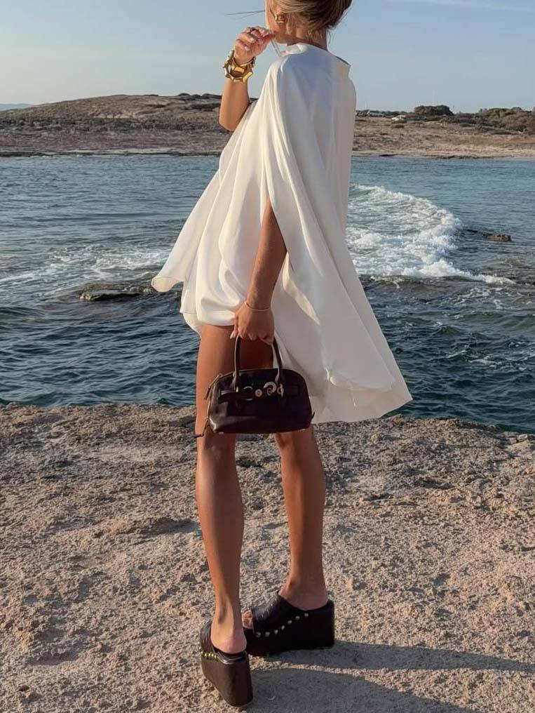 Minimalist Cape Mini Dress