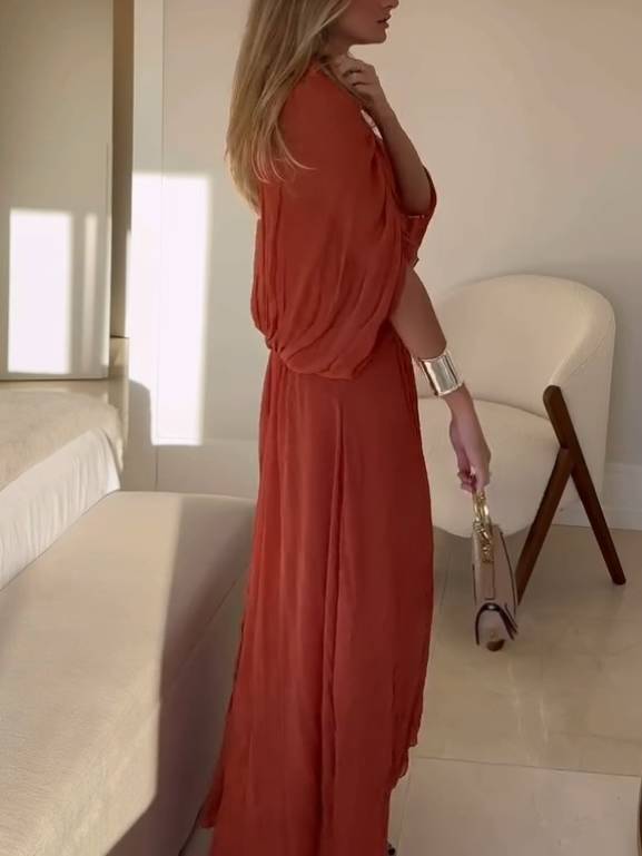 Dolman Sleeve Pleated Dress