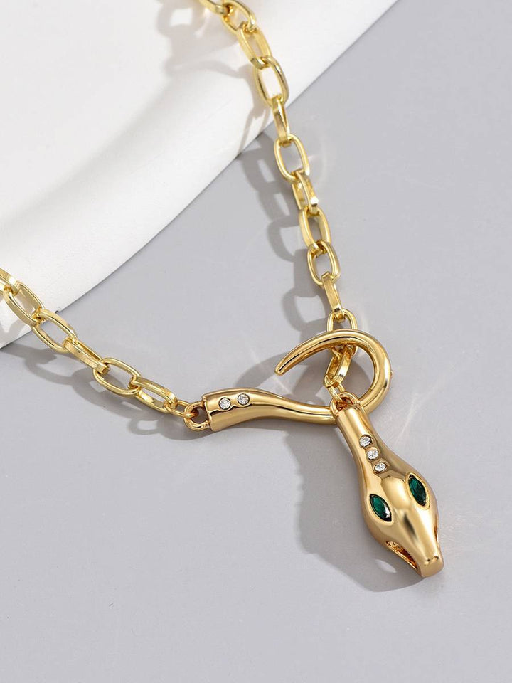 Snakehead Rhinestone Clavicle Necklace