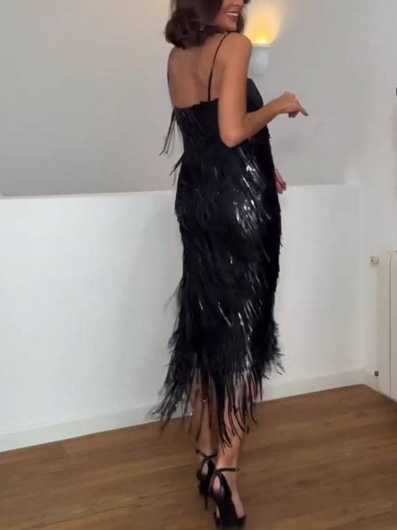 Tassel Design Sling Maxi Dress