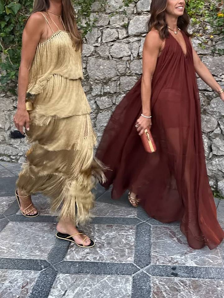 Light Luxury Tassel Sling Maxi Dress