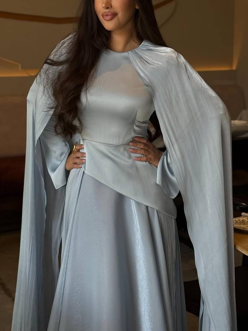 Elegant Cape Design Maxi Dress