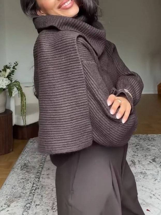 Scarf Design Pullover Sweater