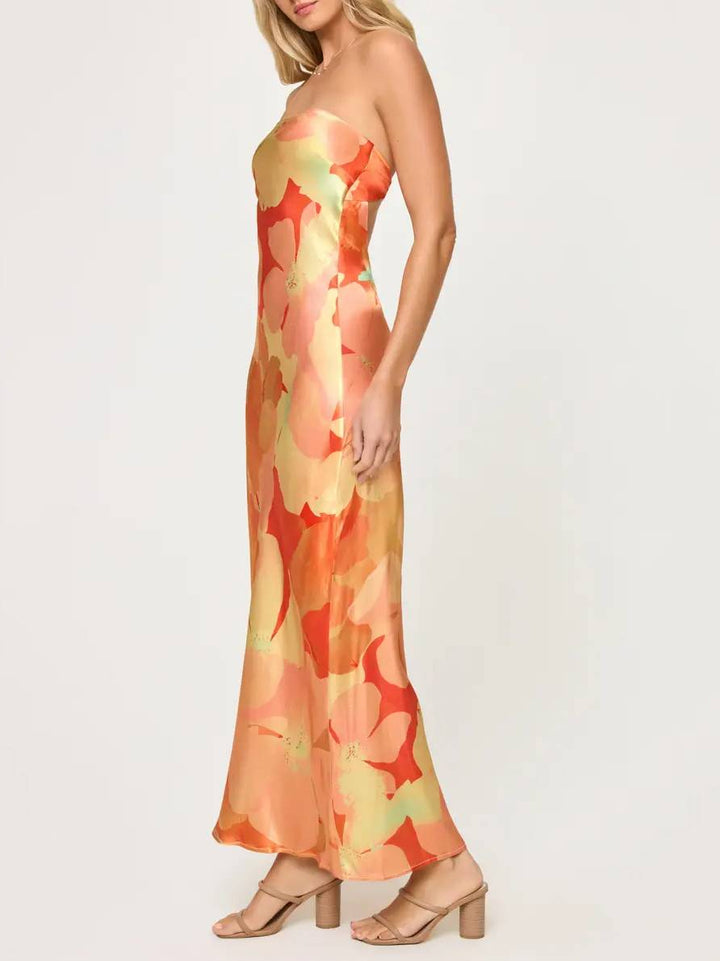 Tube Top Printed Maxi Dress