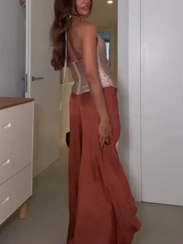 Vacation Style Tassel Top And Wide Leg Pants Suit-Pants
