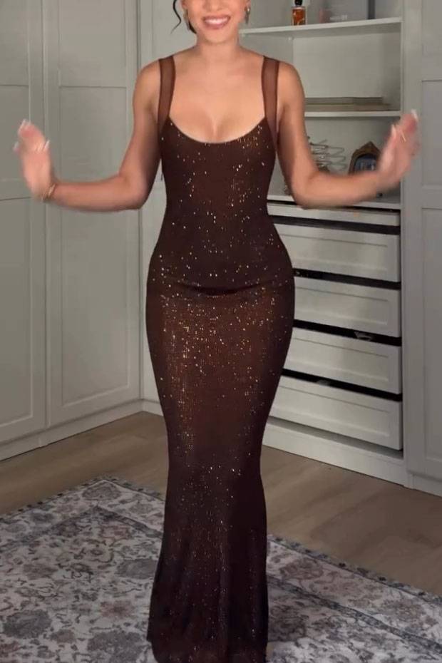 Glittering Temperament Strap Dress