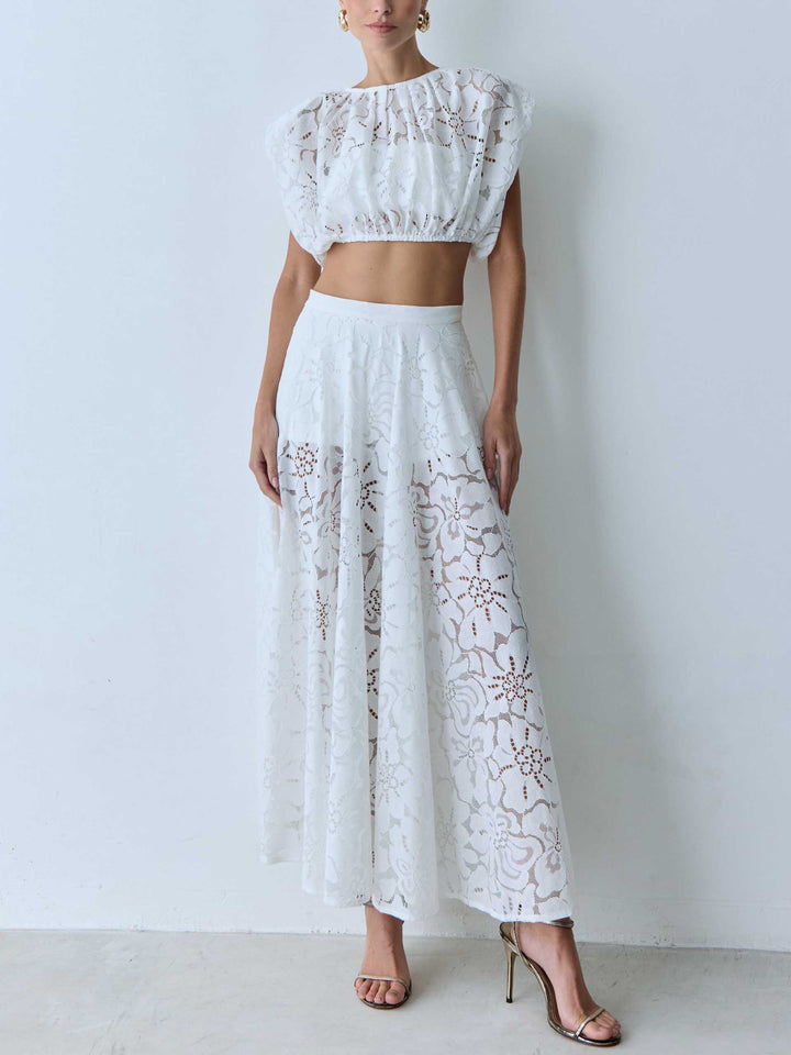 Elegant Lace Midi Skirt