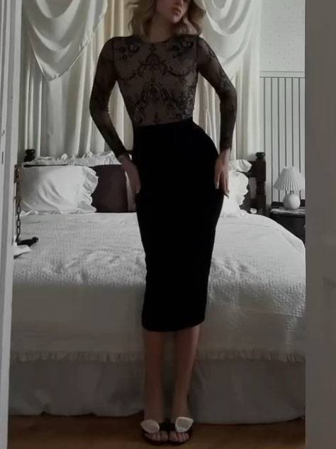 Velvet Lace Splicing Waist Design Dress