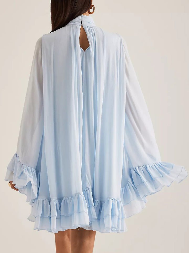 Fashion Ruffle Cape Mini Dress