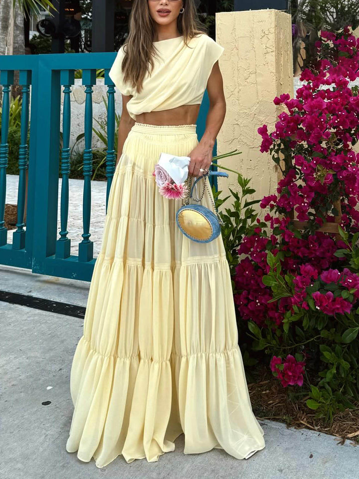 Elegant Pleated Flowing Maxi Skirt