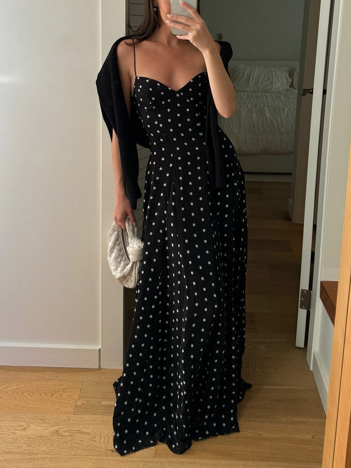 Elegant Casual Polka Dot Print Party Maxi Dress