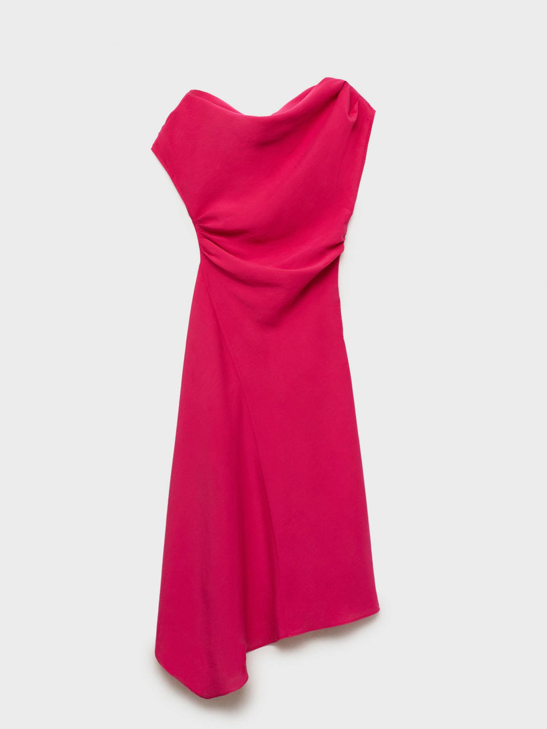 Oblique Shoulder Pleated Irregular Hem Dress