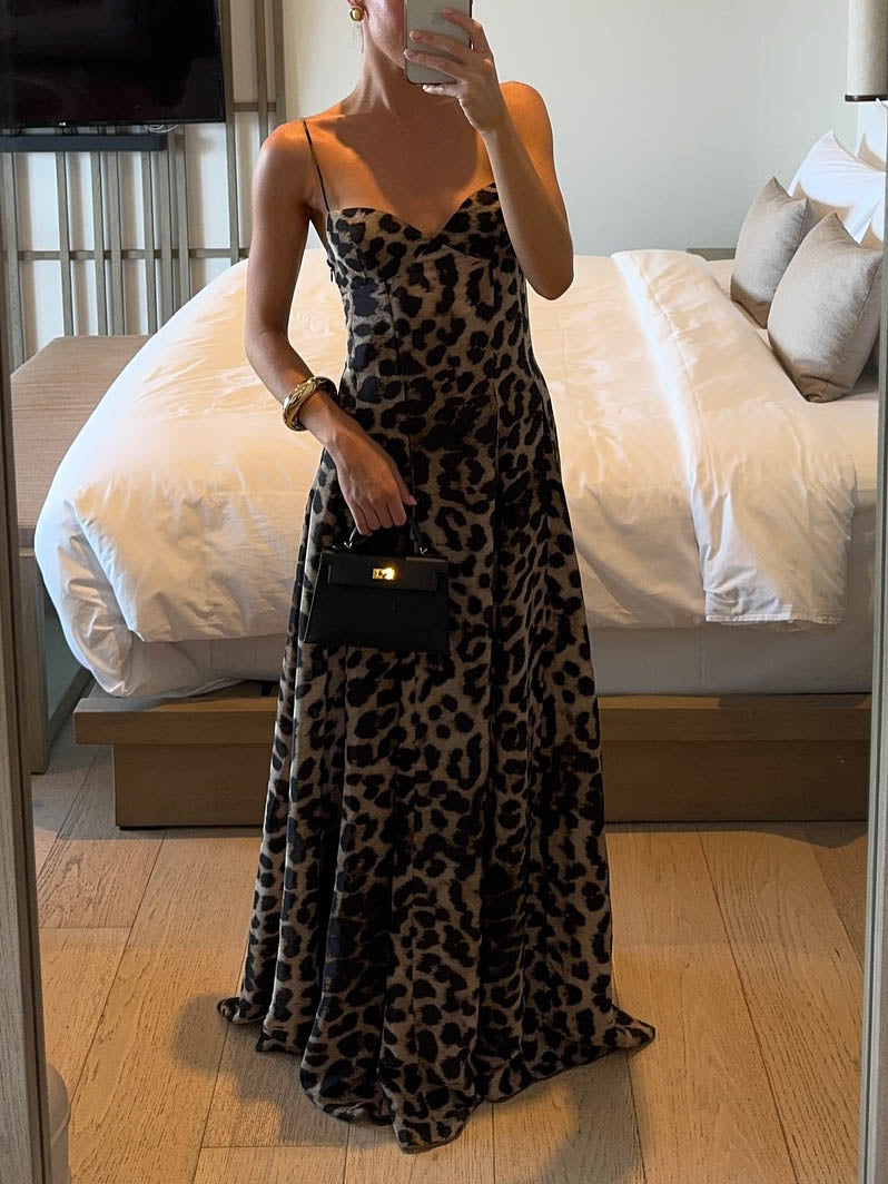 Elegant Statement Strappy Leopard Print Maxi Dress