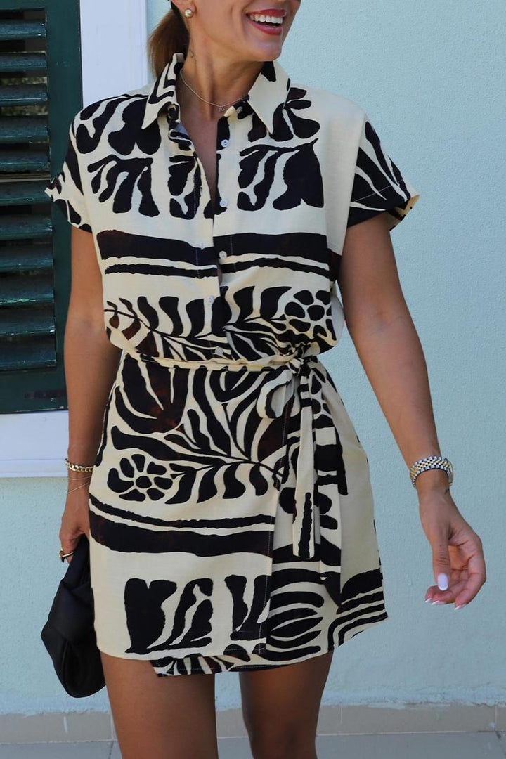 Exquisite Printed Wrap Mini Dress