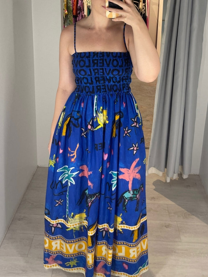 Unique Art Graffiti Resort Print Midi Dress