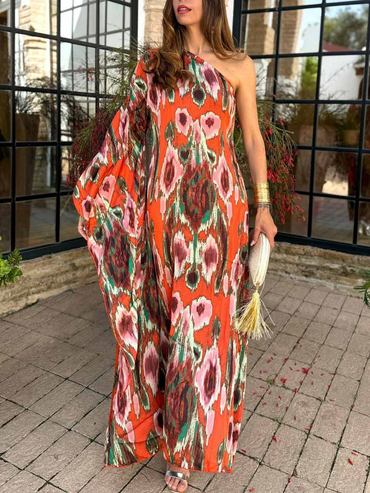 Retro Ethnic Abstract Print Maxi Dress