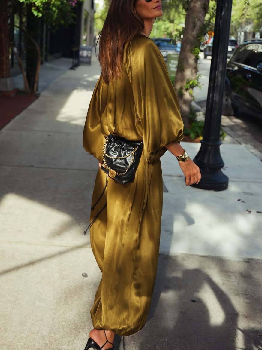 Vacation Style V-neck Lace-up Jumpsuit (Belt Not Included)