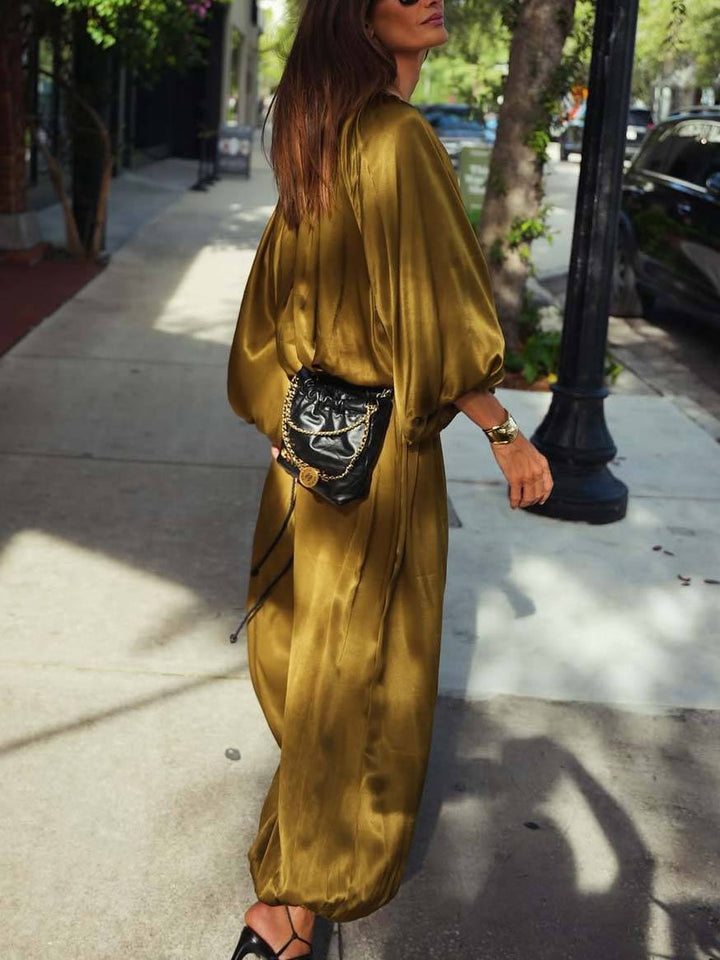 Vacation Style V-neck Lace-up Jumpsuit (Belt Not Included)