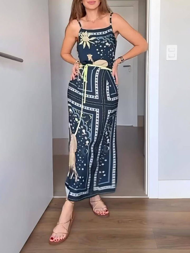 Unique Classic Pattern Print Camisole Top And Skirt Set