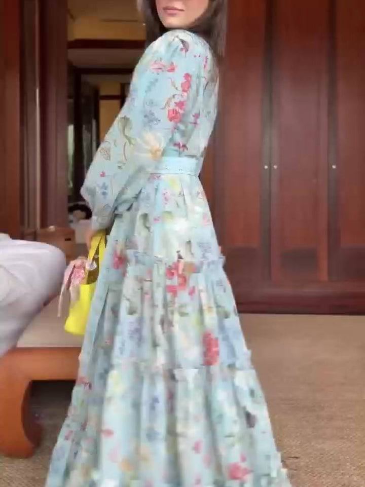 Unique Printed Belt Dress