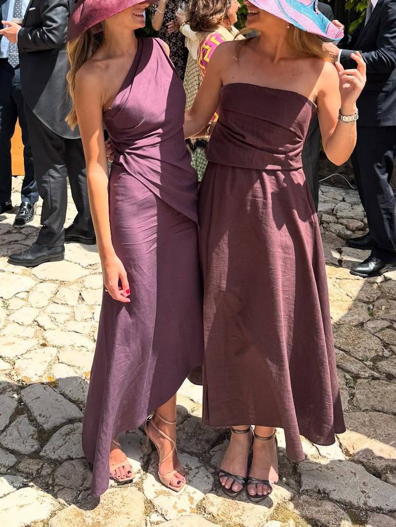 Oblique Shoulder Asymmetric Design Dress