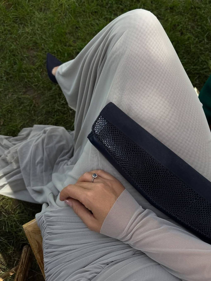 Cross Pleated Design Long Sleeve Maxi Dress