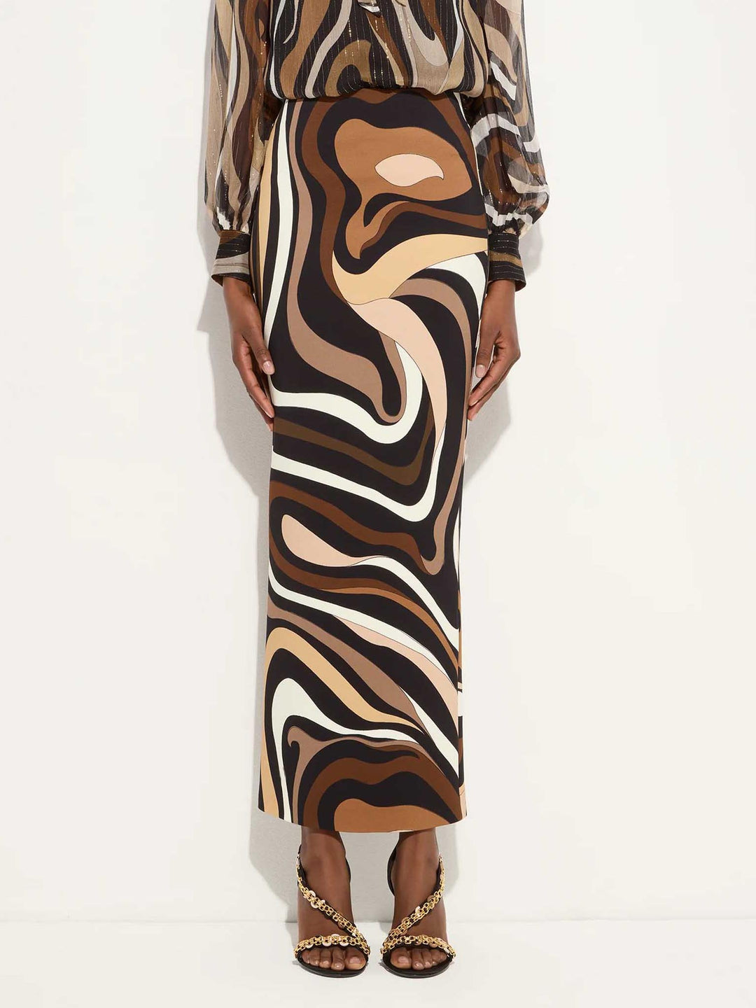 Retro Abstract Print Chiffon Shirt