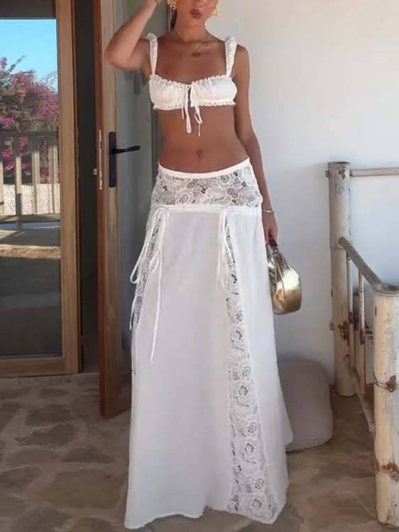 Lace Camisole And Skirt Suit-Camisole