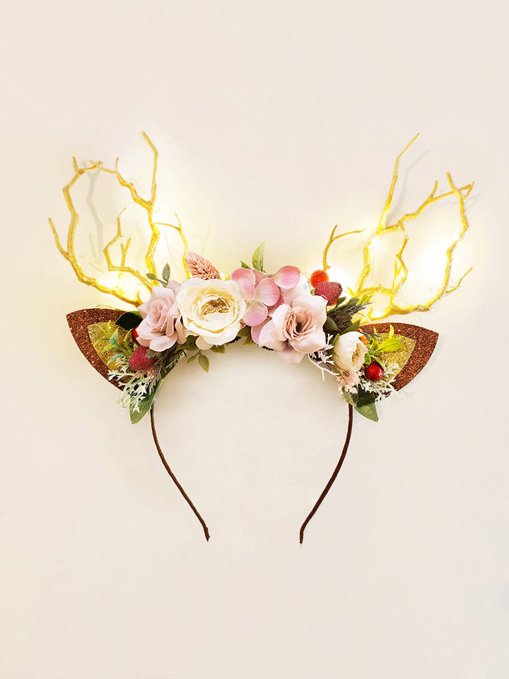 Diadema de reno navideño de primavera burdeos