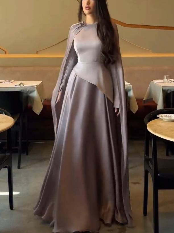 Elegant Cape Design Maxi Dress