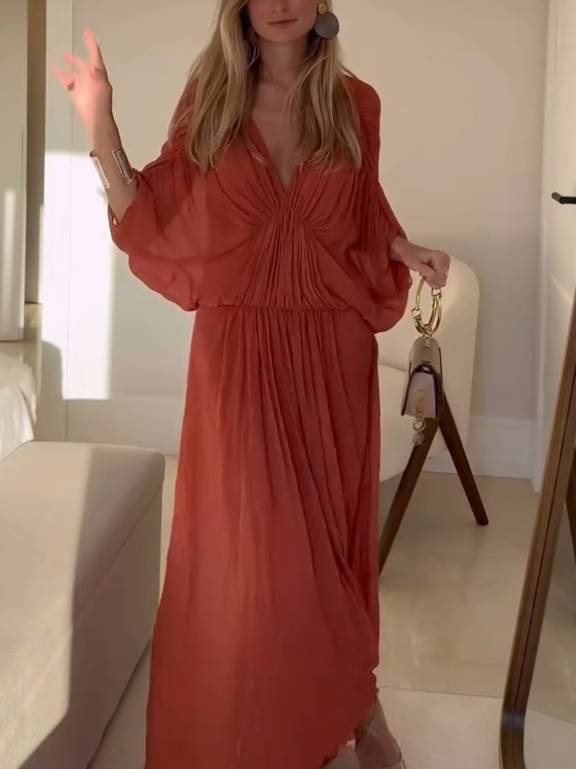Dolman Sleeve Pleated Dress