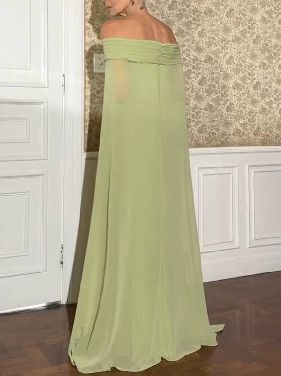 Cross-over Design Shawl Pleated Maxi Dress